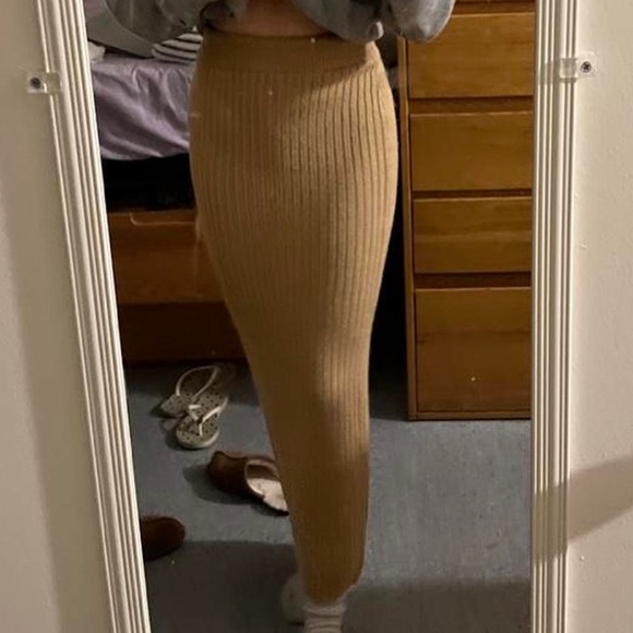 Topshop Knit Brown Maxi Skirt - Picture 2 of 2